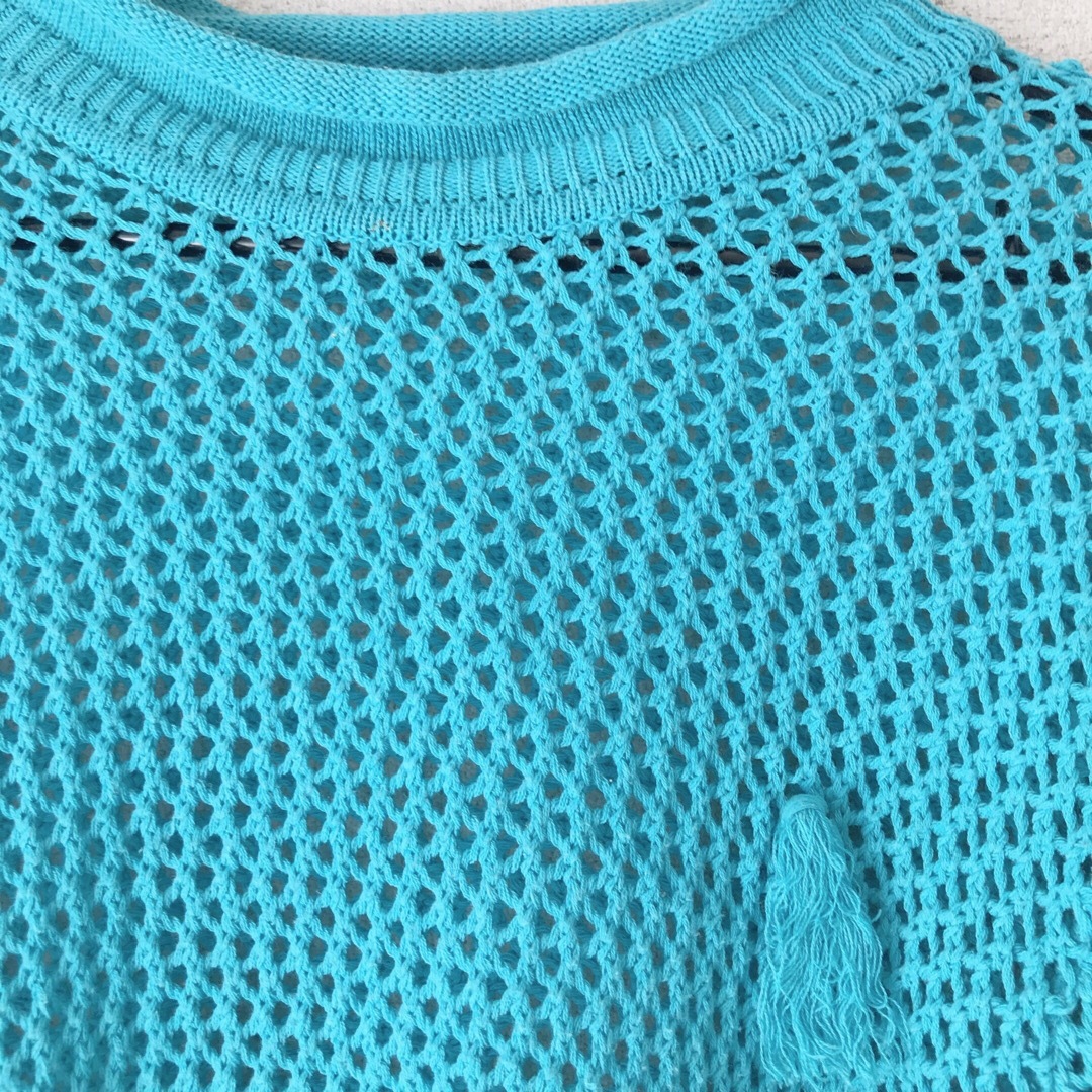 vintage メッシュ ニット ターコイズブルー 青 長袖 日本製の通販 by