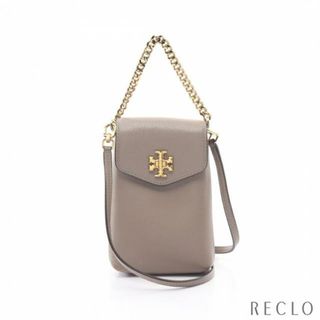 トリーバーチ(Tory Burch)のKIRA MIXED MATERIALS PHONE CROSSBODY チェーンハンドバッグ レザー グレーベージュ 2WAY(ハンドバッグ)