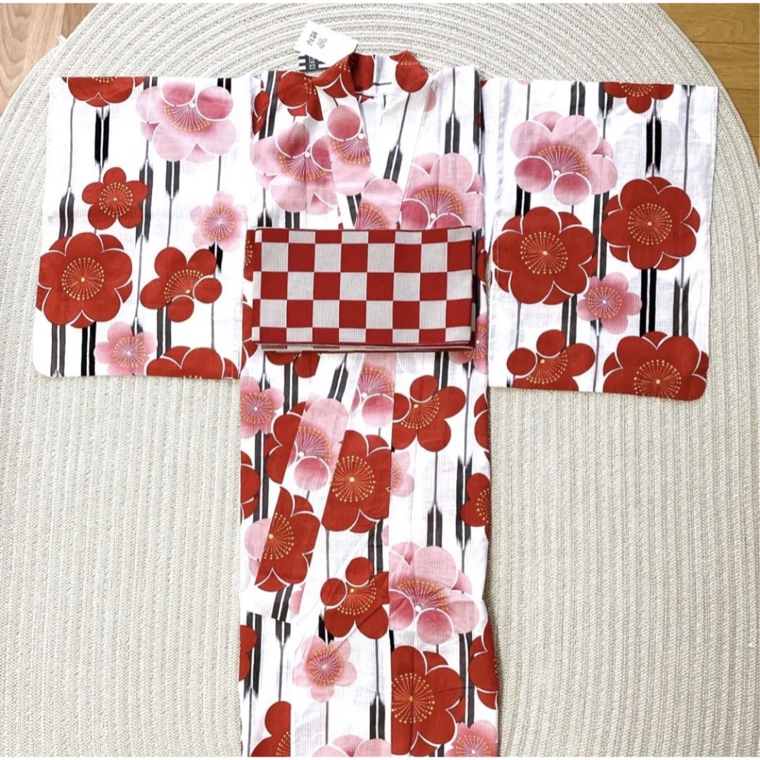 新品未使用！タグ付き！蝶屋 浴衣帯2点セット 梅の花 赤の通販 by ｜ラクマ