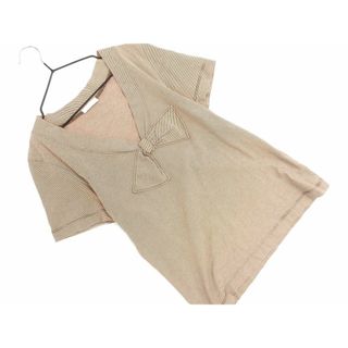 キャシャレル(cacharel)のキャシャレル ボーダー リボン 半袖 カットソー size1/茶 ■◆ レディース(カットソー(半袖/袖なし))