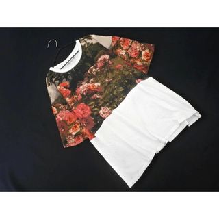 ザラ(ZARA)のZARA ザラ プリント 切替 Tシャツ sizeS/白 ■◆ レディース(Tシャツ(半袖/袖なし))