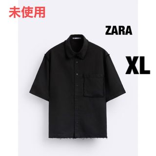 ザラ(ZARA)の未使用　ZARA ザラ　リネン　コットン　ブレンドシャツ　ブラック　XL(シャツ)