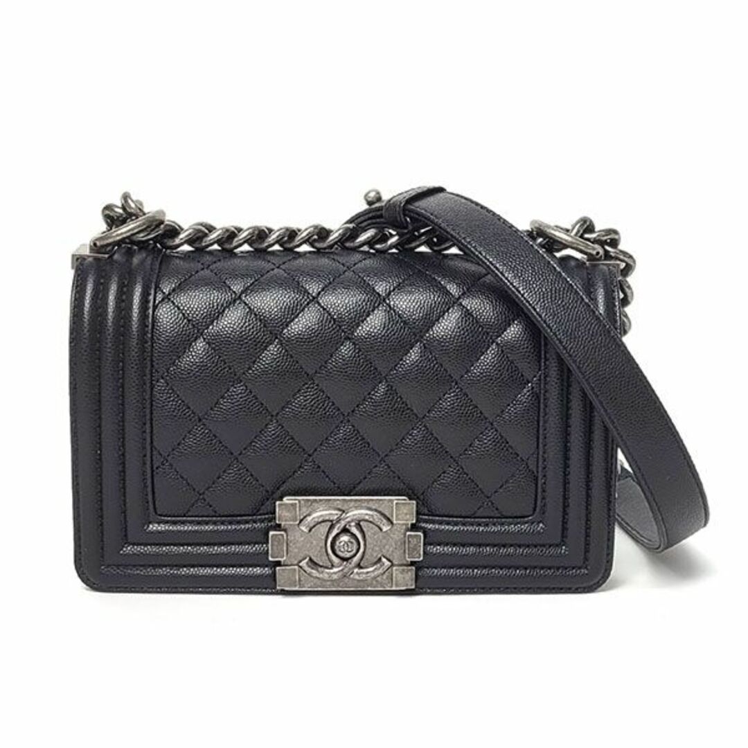 レザーサイズシャネル ショルダーバッグ BOY CHANEL A67085 ブラック