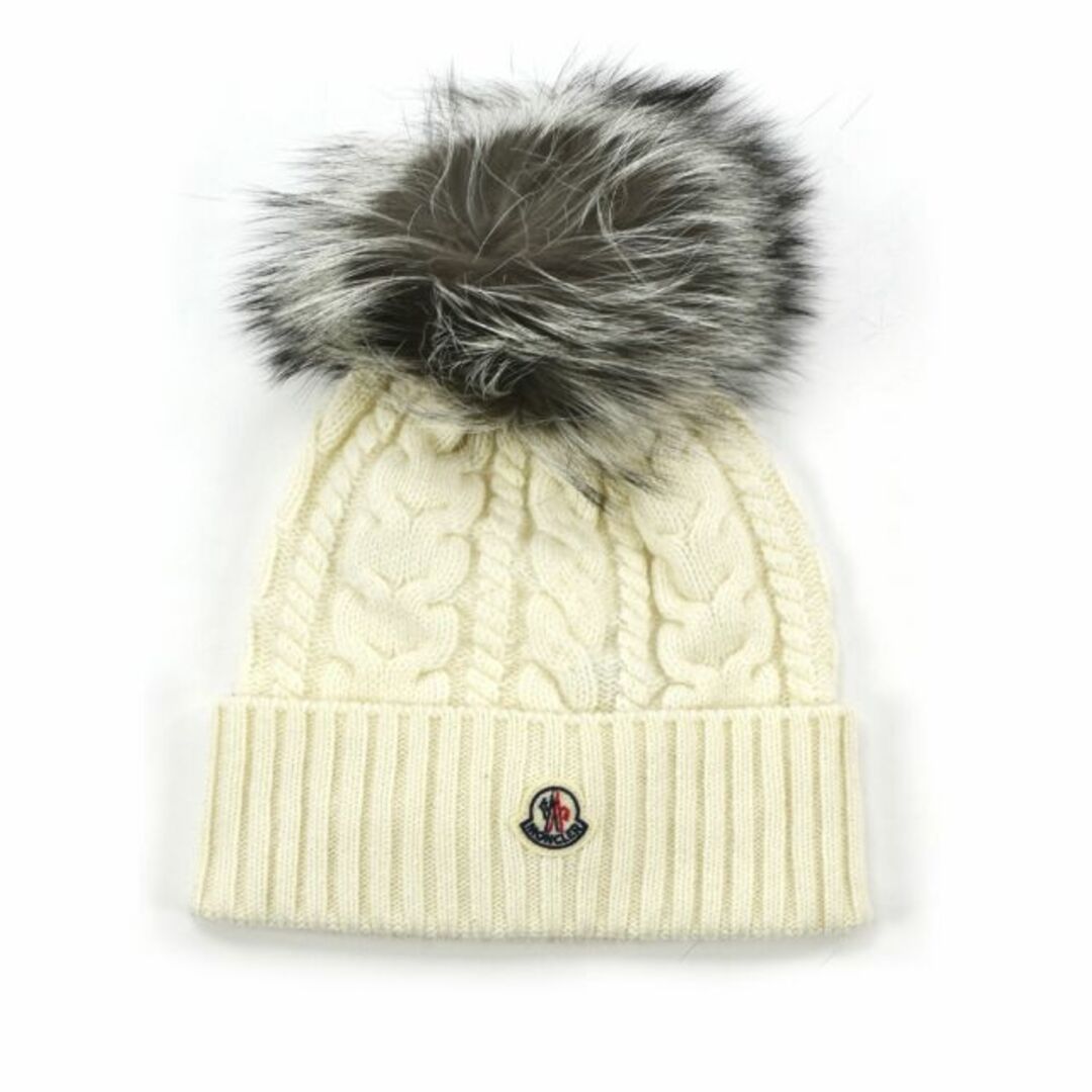 【WHITE】モンクレール MONCLER ニット帽 レディース ビーニー ニットキャップ ポンポンファー付き ウールニット帽 カシミヤ ホワイト BERRETTO TRICOT【送料無料】