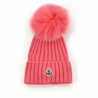 モンクレール(MONCLER)の【PINK】モンクレール MONCLER ニット帽 レディース ビーニー ニットキャップ ポンポンファー付き ウールニット帽 チェリーピンク BERRETTO TRICOT【送料無料】(ニット帽/ビーニー)