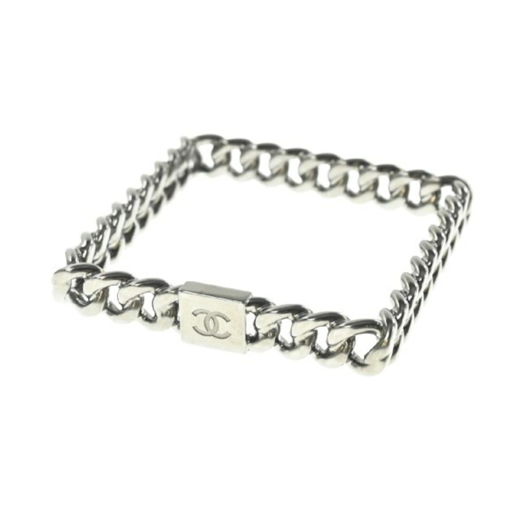 レア CHANEL シャネル シルバー 革 バングル ブレスレット-