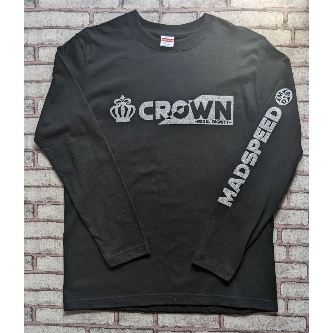 UnitedAthle(ユナイテッドアスレ)の【MADSPEED】趣味Tシャツ クラウン crown 王冠 長袖 ブラック メンズのトップス(Tシャツ/カットソー(七分/長袖))の商品写真