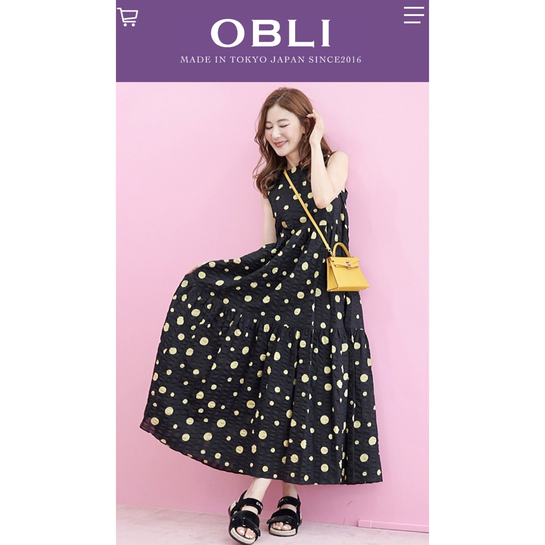 OBLI ランダムドットワンピース/イエロー（新品未使用）