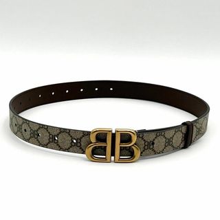 Gucci - GUCCI シルバー×ブラック エナメル ロゴ ベルト スーツ パンツ