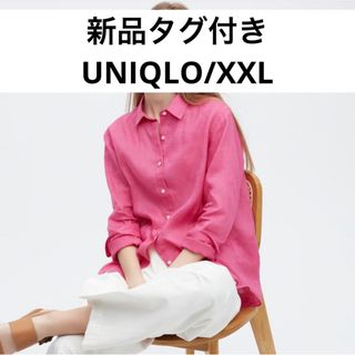 ユニクロ(UNIQLO)のユニクロ　トップス　2XL ウーマン　3L  アウター　羽織り　ブラウス　ピンク(シャツ/ブラウス(長袖/七分))