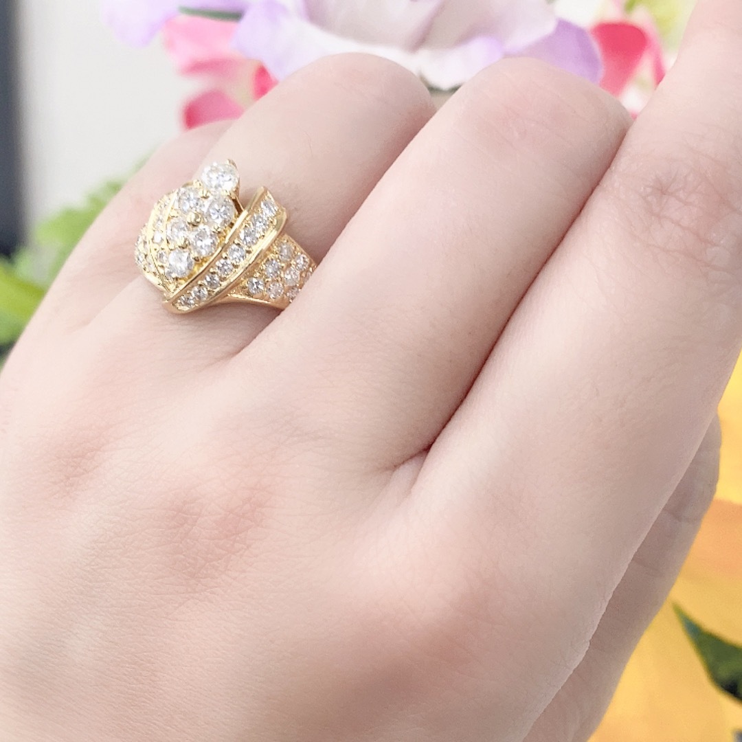 【YC9494】K18 天然ダイヤモンド リング レディースのアクセサリー(リング(指輪))の商品写真