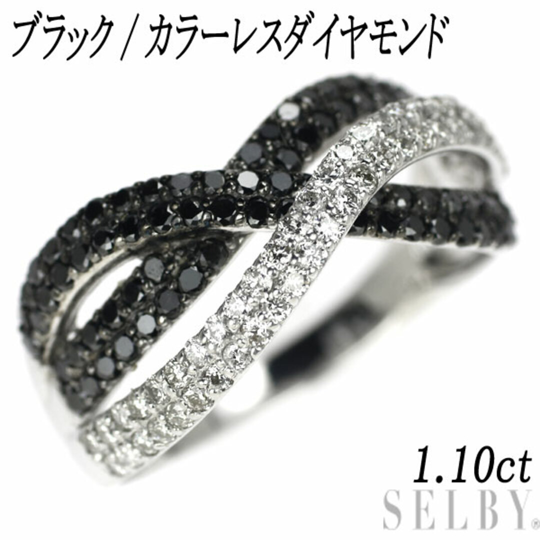 K18WG ブラック/カラーレス ダイヤモンド リング 1.10ct