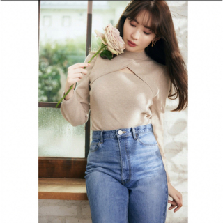 Her lip to Cutout Ribbed Knit top ブラック　黒