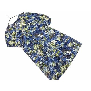 ニジュウサンク(23区)の23区 シフォン 花柄 チュニック ワンピース size34/紺 ■◆ レディース(ミニワンピース)