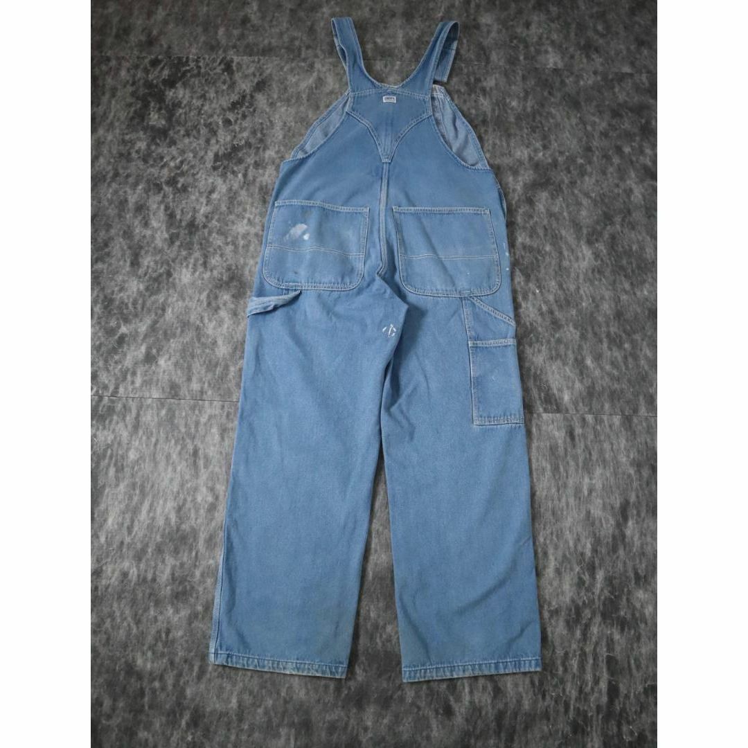 【Dickies】90s ヒッコリー デニム ルーズ オーバーオール 青 W36