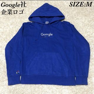 グーグル(Google)の激レア Google グーグル 企業ロゴ プルオーバー パーカー ブルー M(パーカー)