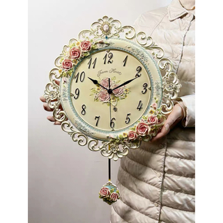 クロック 高級感 壁掛け時計 かけ時計 姫系雑貨 花柄 - 掛時計/柱時計