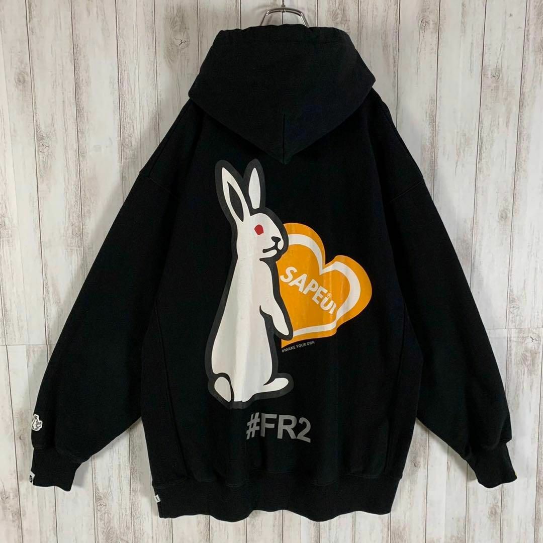 激レア】FR2 パーカー バックプリント 兎 うさぎ ブラック 人気 激レア】FR2 パーカー バックプリント 兎 うさぎ ブラック 人気