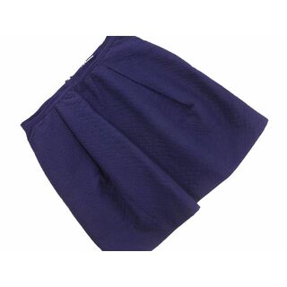 カルヴェン(CARVEN)のカルヴェン ウール混 タック スカート size38/紺 ■■ レディース(ミニスカート)
