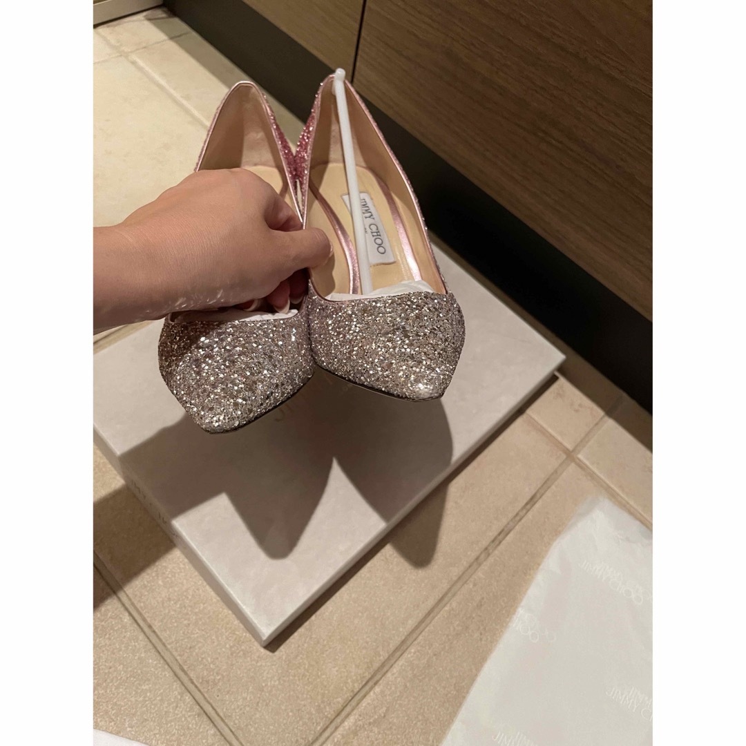 JIMMY CHOO(ジミーチュウ)のジミーチュウ　グリッター　ラメ　11cm　ピンク　シルバー　ハイヒール レディースの靴/シューズ(ハイヒール/パンプス)の商品写真