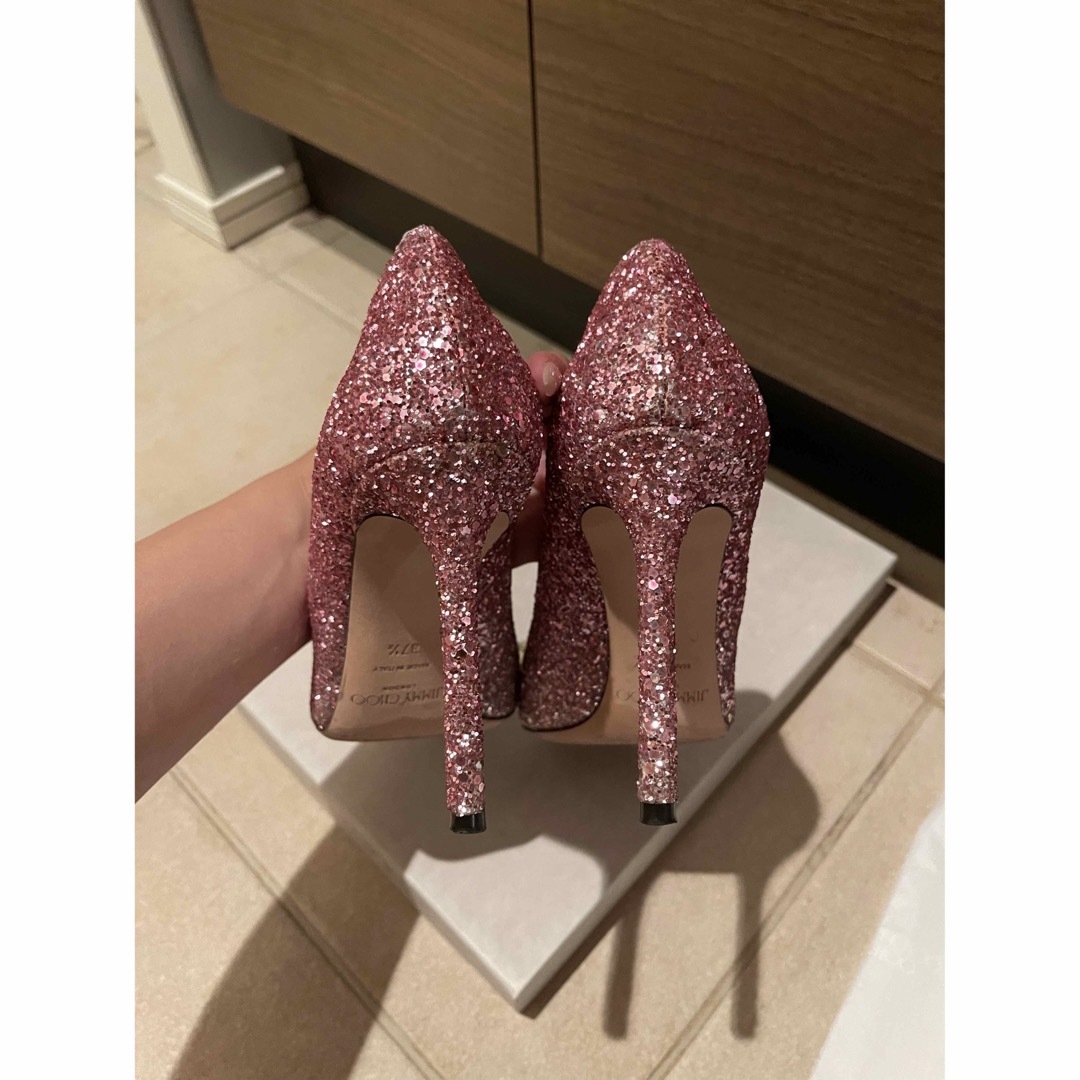 JIMMY CHOO(ジミーチュウ)のジミーチュウ　グリッター　ラメ　11cm　ピンク　シルバー　ハイヒール レディースの靴/シューズ(ハイヒール/パンプス)の商品写真