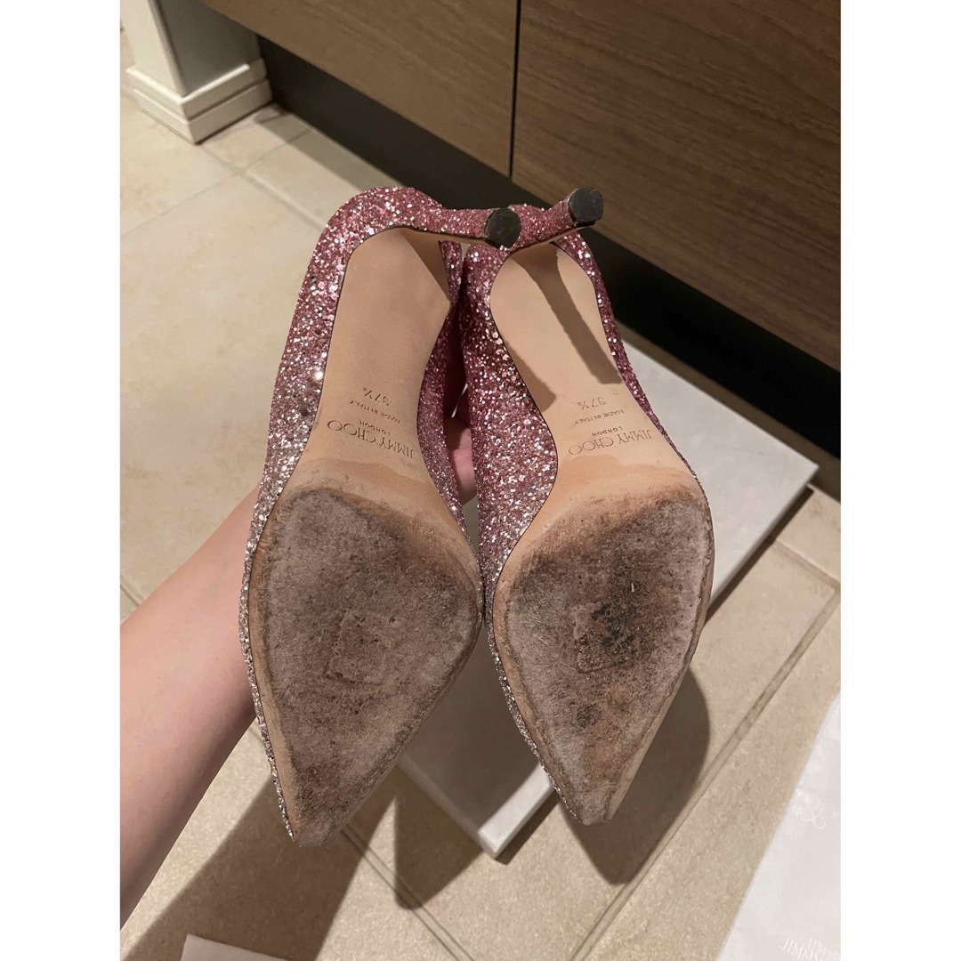 JIMMY CHOO(ジミーチュウ)のジミーチュウ　グリッター　ラメ　11cm　ピンク　シルバー　ハイヒール レディースの靴/シューズ(ハイヒール/パンプス)の商品写真