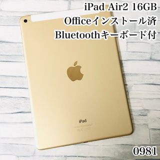 アイパッド(iPad)のiPad Air2 16GB  wifi+セルラーモデル　管理番号：0981(タブレット)