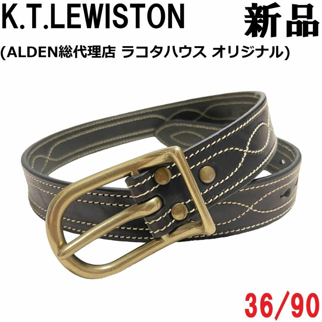 【新品◆ALDEN代理店】KTルイストン レザーベルト 黒 ブラック 38/95