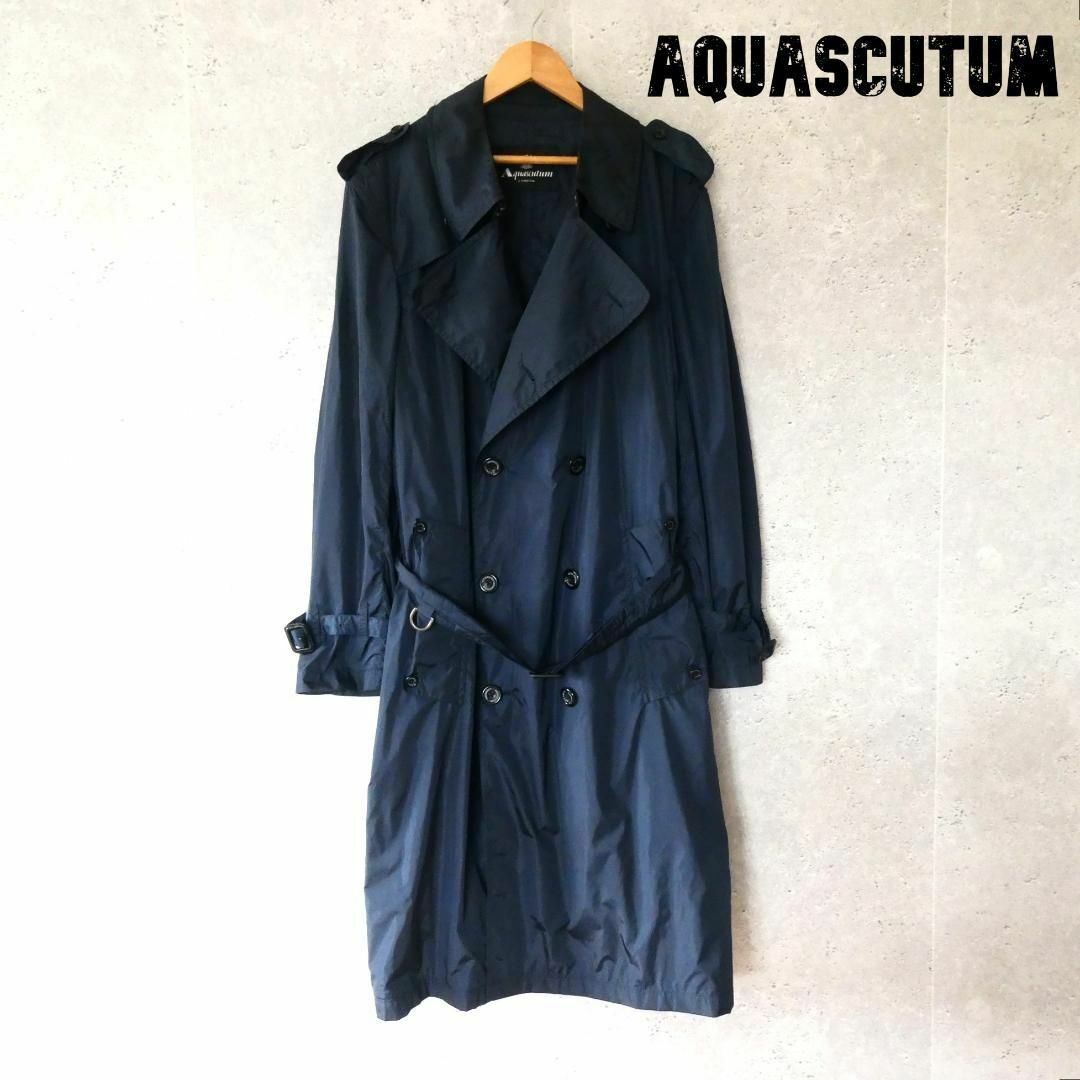 AQUA SCUTUM - 良品 Aquascutum ナイロン ロング丈 トレンチコート