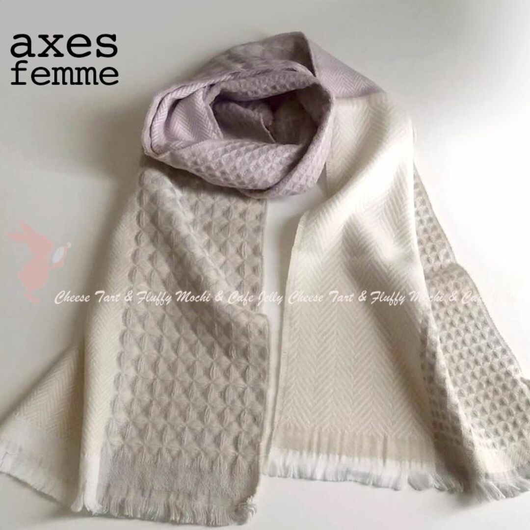 axes femme(アクシーズファム)のaxes femme 柄切り替えやわらかストール 淡ピンク レディースのファッション小物(ストール/パシュミナ)の商品写真