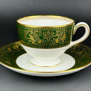 ウェッジウッド(WEDGWOOD)のウェッジウッド ダークグリーン フロレンティーン ゴールド カップ ソーサー(食器)