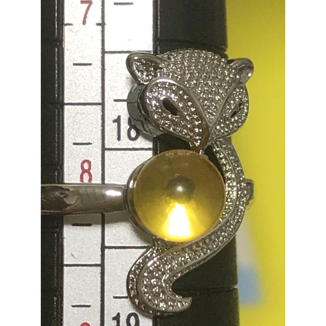 超美しいブルー琥珀 銀狐指輪 17.5サイズ 微調整可 証明書付き1573 レディースのアクセサリー(リング(指輪))の商品写真