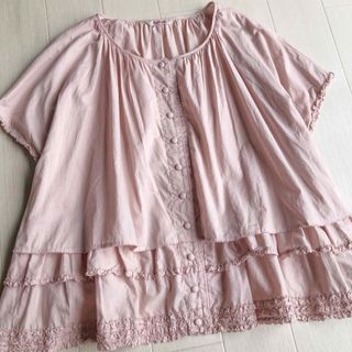 ピンクハウス(PINK HOUSE)のピンクハウス 綿ローン くすみピンク色 ピコフリル ブラウス(シャツ/ブラウス(半袖/袖なし))