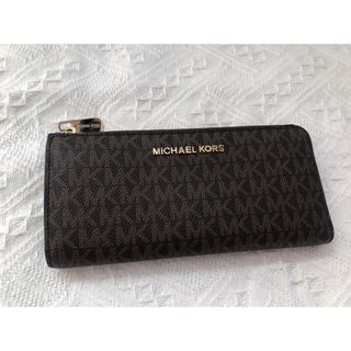 マイケルコース(Michael Kors)の美品♡マイケルコース  長財布  L字型ジップ  モノグラム   ブラウン(財布)