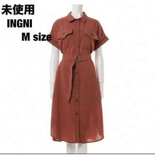 イング(INGNI)の[未使用] INGNI サッシュ付き麻調ロングシャツ　シャツワンピース(シャツ/ブラウス(半袖/袖なし))