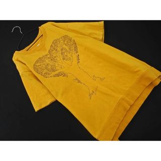 グラニフ(Design Tshirts Store graniph)のDesign Tshirts Store graniph デザインTシャツストアグラニフ 刺繍 Tシャツ sizeM/マスタード ■◆ レディース(Tシャツ(半袖/袖なし))