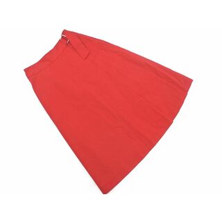 ナチュラルビューティーベーシック(NATURAL BEAUTY BASIC)の新品 ナチュラルビューティーベーシック ベルト サイドプリーツ Aライン 台形 スカート sizeXS/赤 ■■ レディース(ロングスカート)