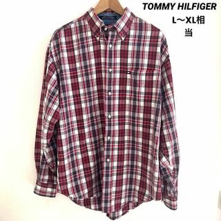 トミーヒルフィガー(TOMMY HILFIGER)のトミーヒルフィガー TOMMY チェックシャツ  ボタンダウン  L～XL相当(Tシャツ/カットソー(七分/長袖))