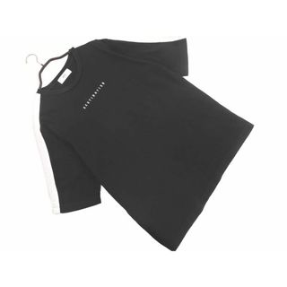 マウジー(moussy)のアズールバイマウジー ロゴ 刺繍 ショルダー ライン Tシャツ sizeS/黒 ■◆ メンズ(Tシャツ/カットソー(七分/長袖))