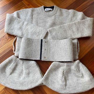 美品　TOGA トーガ　変形半袖ニット　グレー　グリーン　Mサイズ　ウール