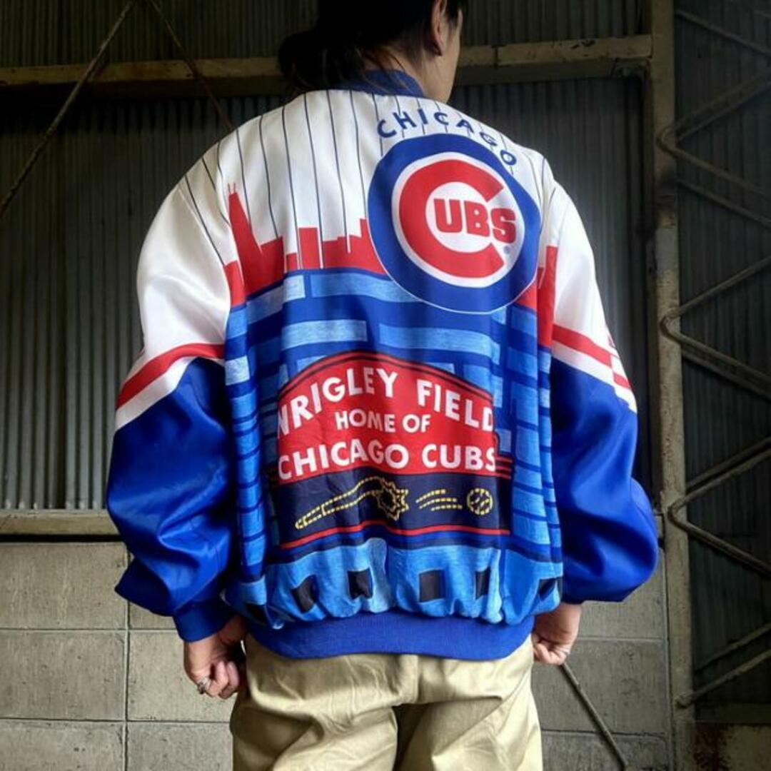 80年代 Chalk Line MLB シカゴ・カブス ビッグロゴプリント ポリエステル スタジャン メンズXL