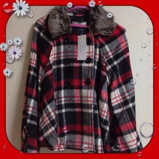 グレイル(GRL)の《新品☆送込》チェック柄コート(毛皮/ファーコート)