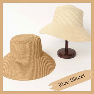 ブルーブルーエ(Bleu Bleuet)の【新品】ブルーブルーエ つば広麦わら帽子(麦わら帽子/ストローハット)