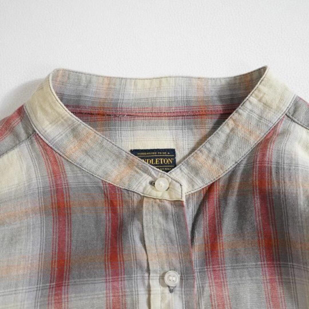 979*美品 ペンドルトン PENDLETON 麻混 チェックロングワンピース