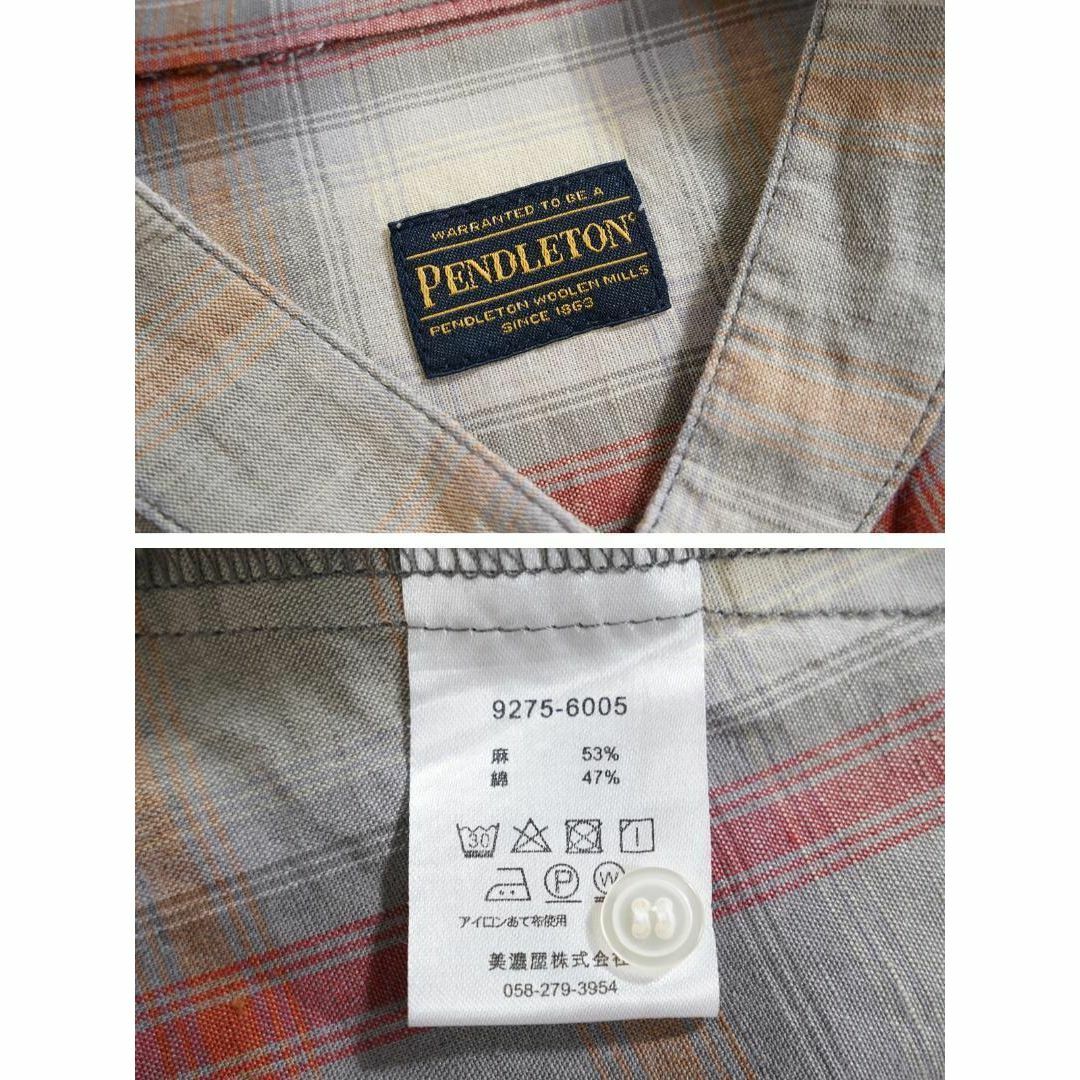 979*美品 ペンドルトン PENDLETON 麻混 チェックロングワンピース