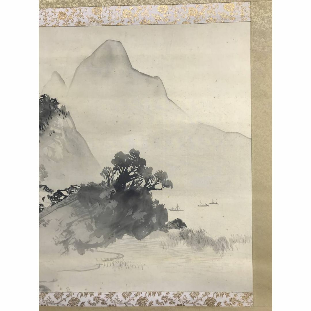 人気満点 真作/中川蘆月/春景山水人物図/山水図/人物図//掛軸☆宝船 人気満点 真作/中川蘆月/春景山水人物図/山水図/人物図//掛軸☆宝船