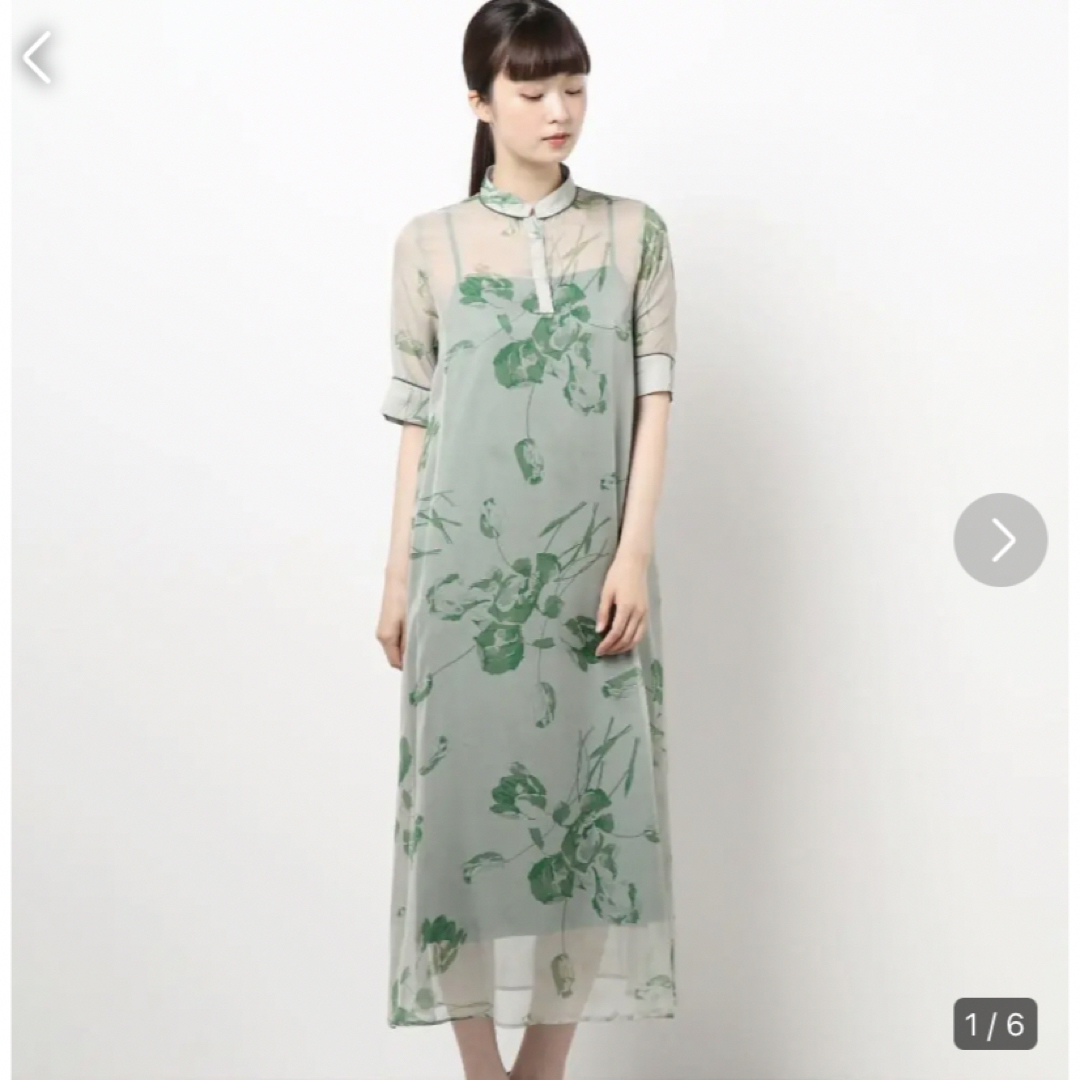 Ameri VINTAGE(アメリヴィンテージ)のISLA PIPING SHEER DRESS レディースのワンピース(ロングワンピース/マキシワンピース)の商品写真