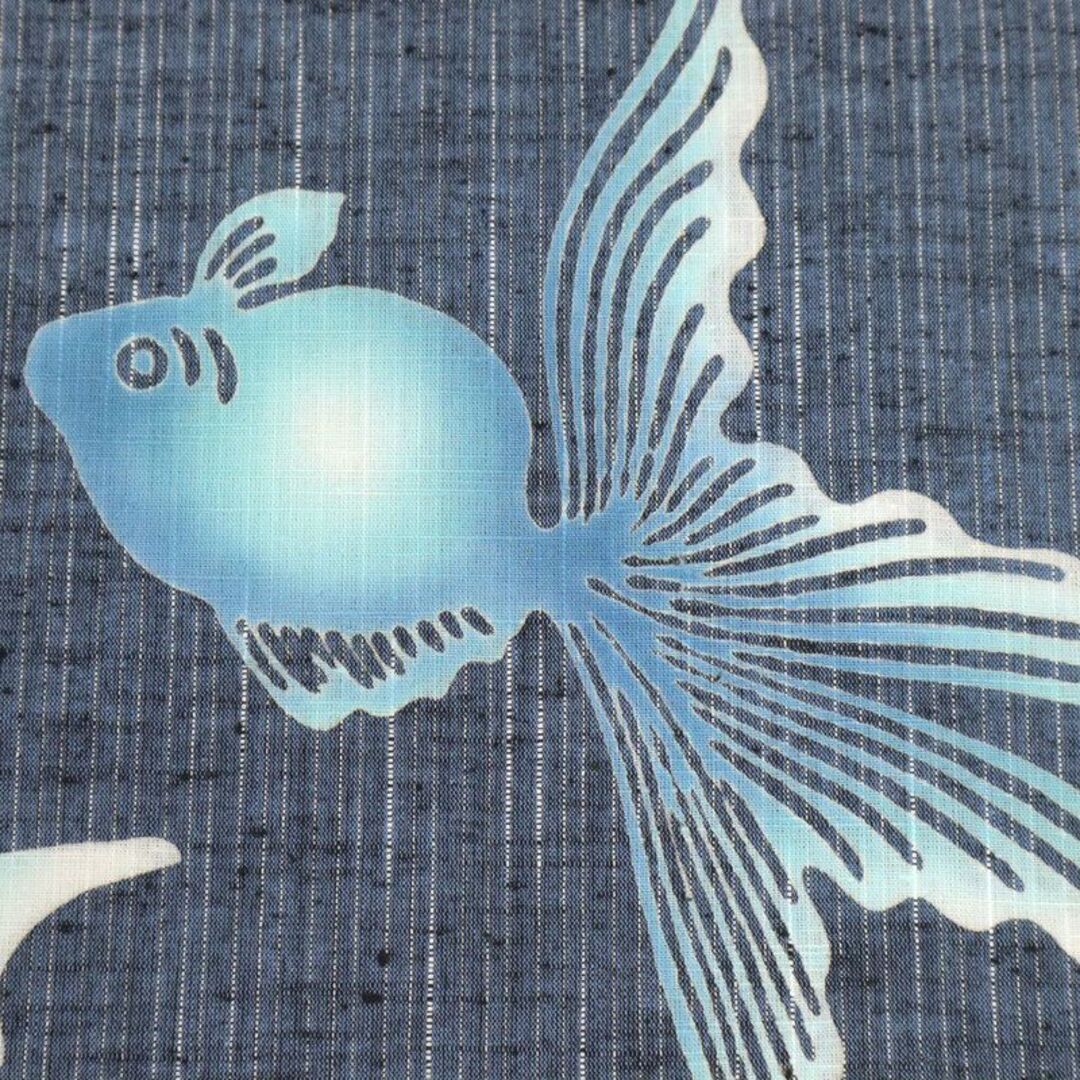 《新品『竺仙』綿紬*浴衣反物■涼感*金魚の遊泳■紺色◆夏着物◆反23-25》