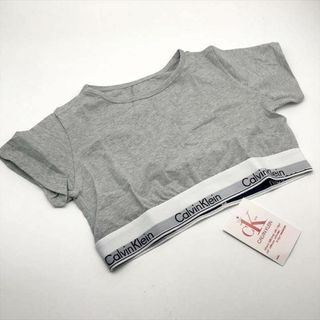 シーケーカルバンクライン(ck Calvin Klein)のカルバンクライン　レディース 　上着　Tシャツ　ブラカット　Lサイズ　グレー(Tシャツ(半袖/袖なし))