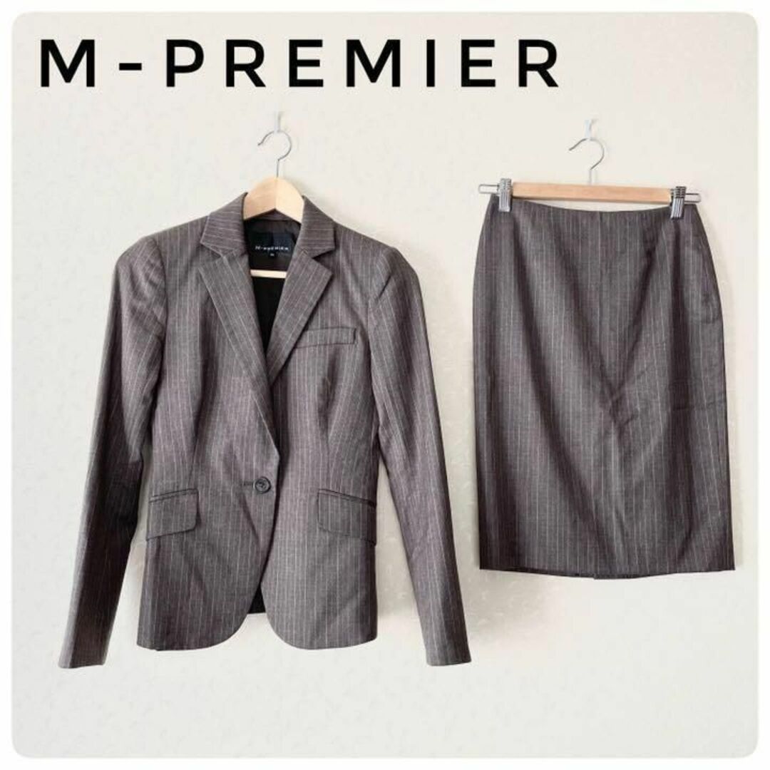 極美品‼M-PREMIERレディーススカートスーツ　セットアップ　34　毛93％